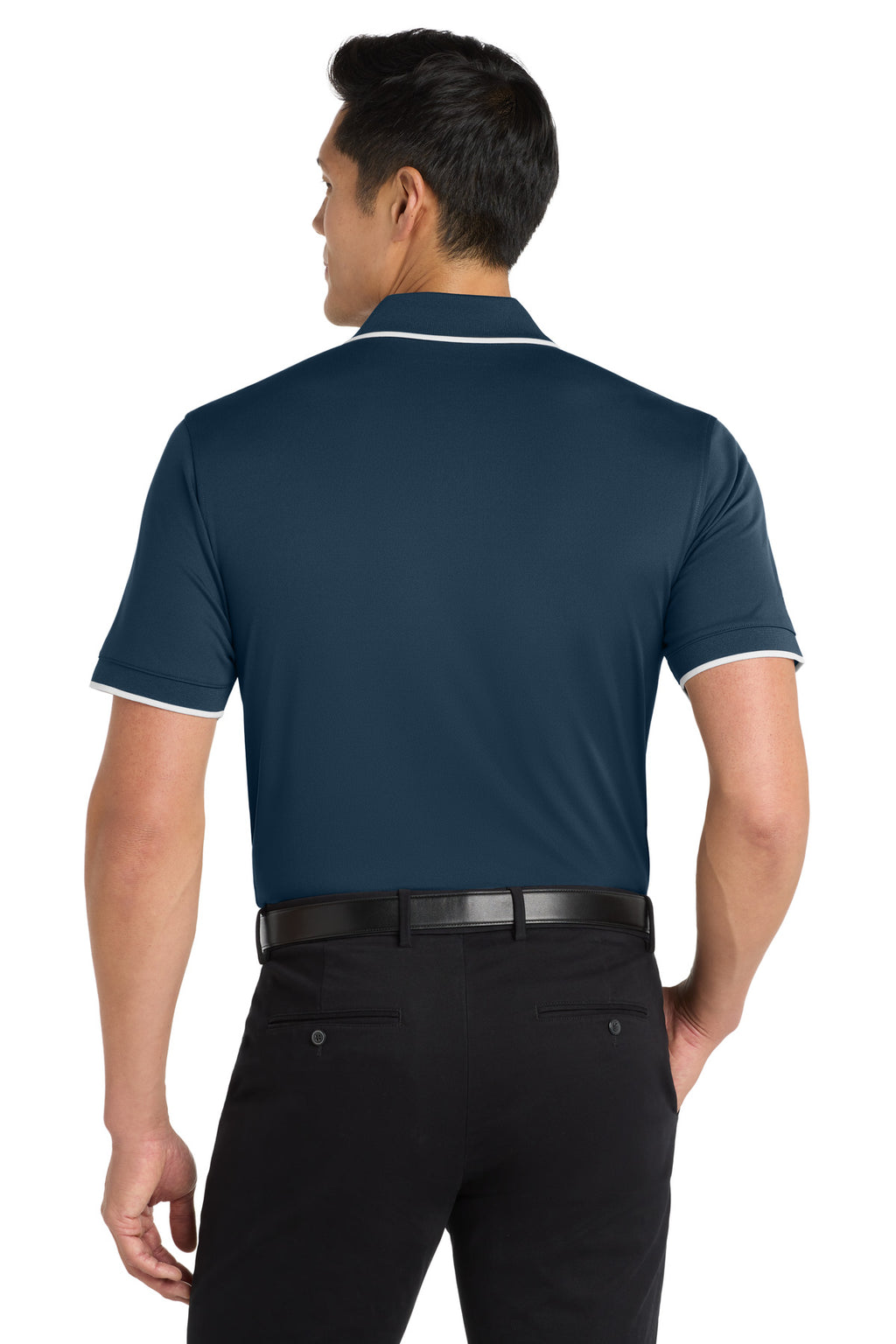 Port Authority Dry Zone UV Micro-Mesh Tipped Polo. K111 - River Blue Navy/ White - back