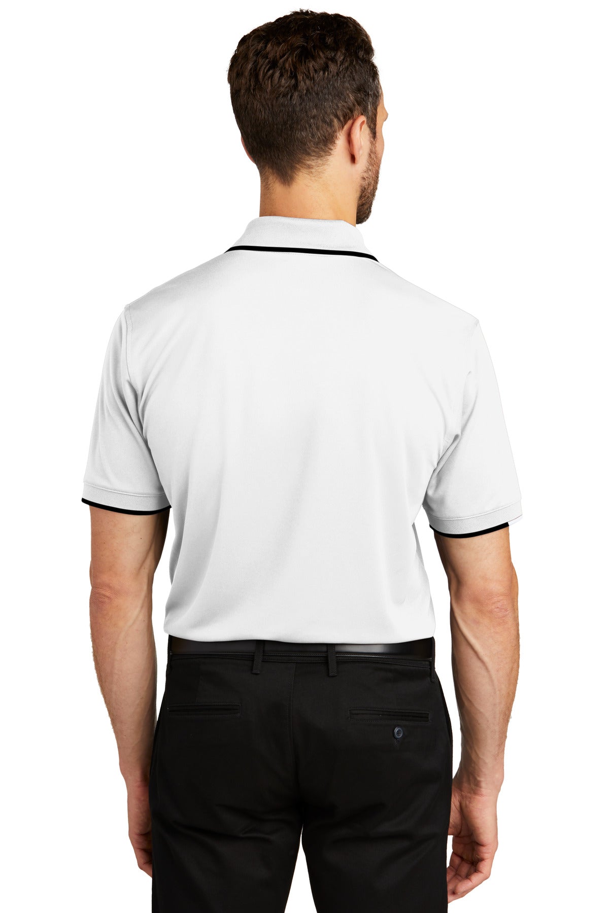 Port Authority Dry Zone UV Micro-Mesh Tipped Polo. K111 - White/ Deep Black - back