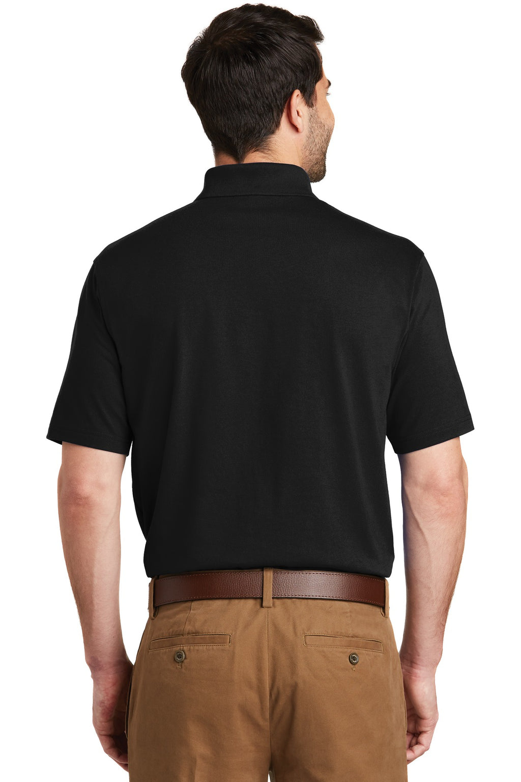 DISCONTINUED Port Authority SuperPro Knit Polo. K164 - Black - back