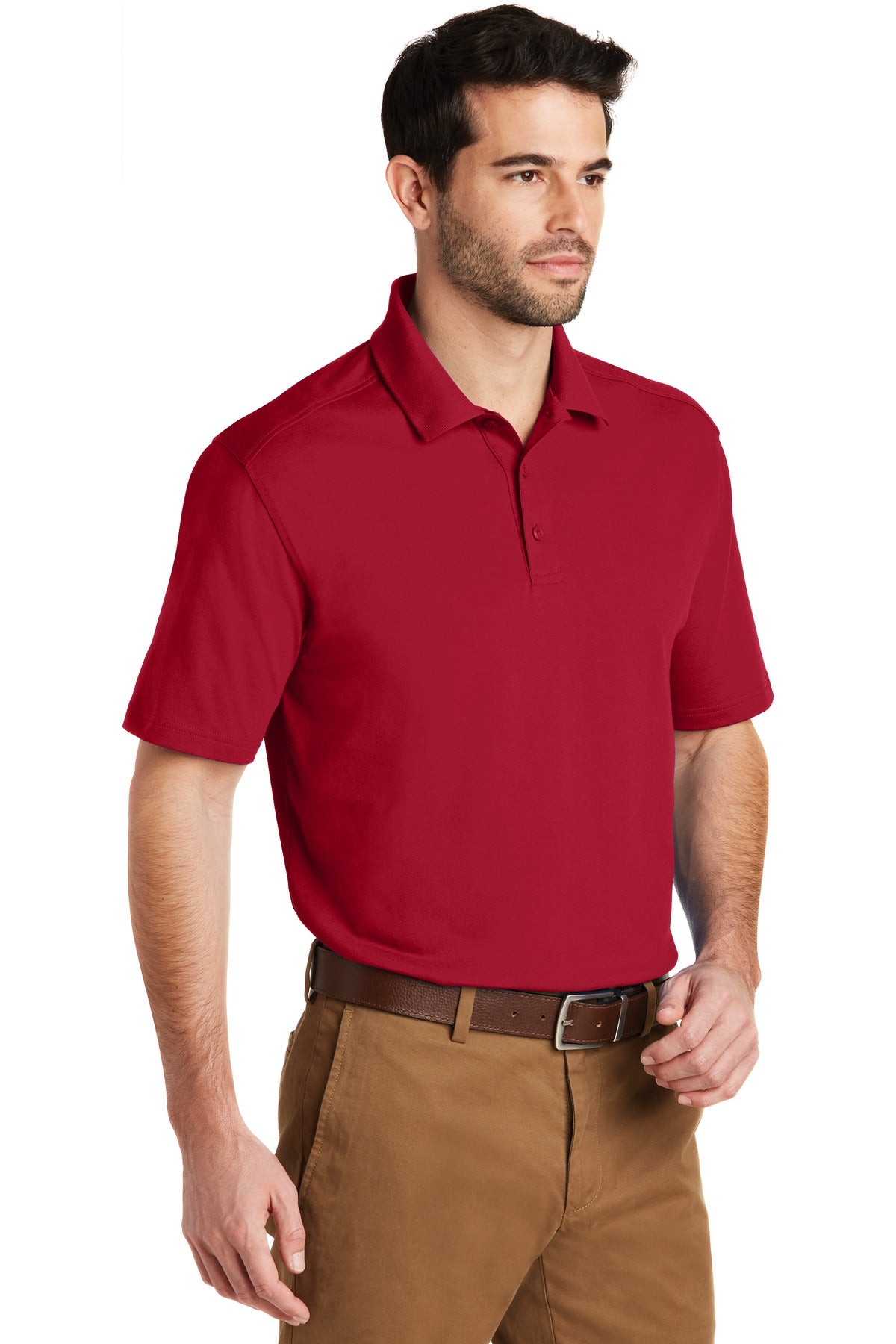 DISCONTINUED Port Authority SuperPro Knit Polo. K164 - Rich Red - three_q