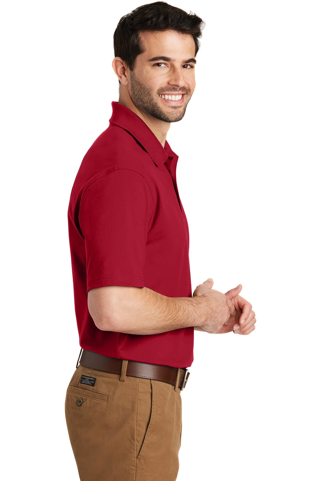 DISCONTINUED Port Authority SuperPro Knit Polo. K164 - Rich Red - side