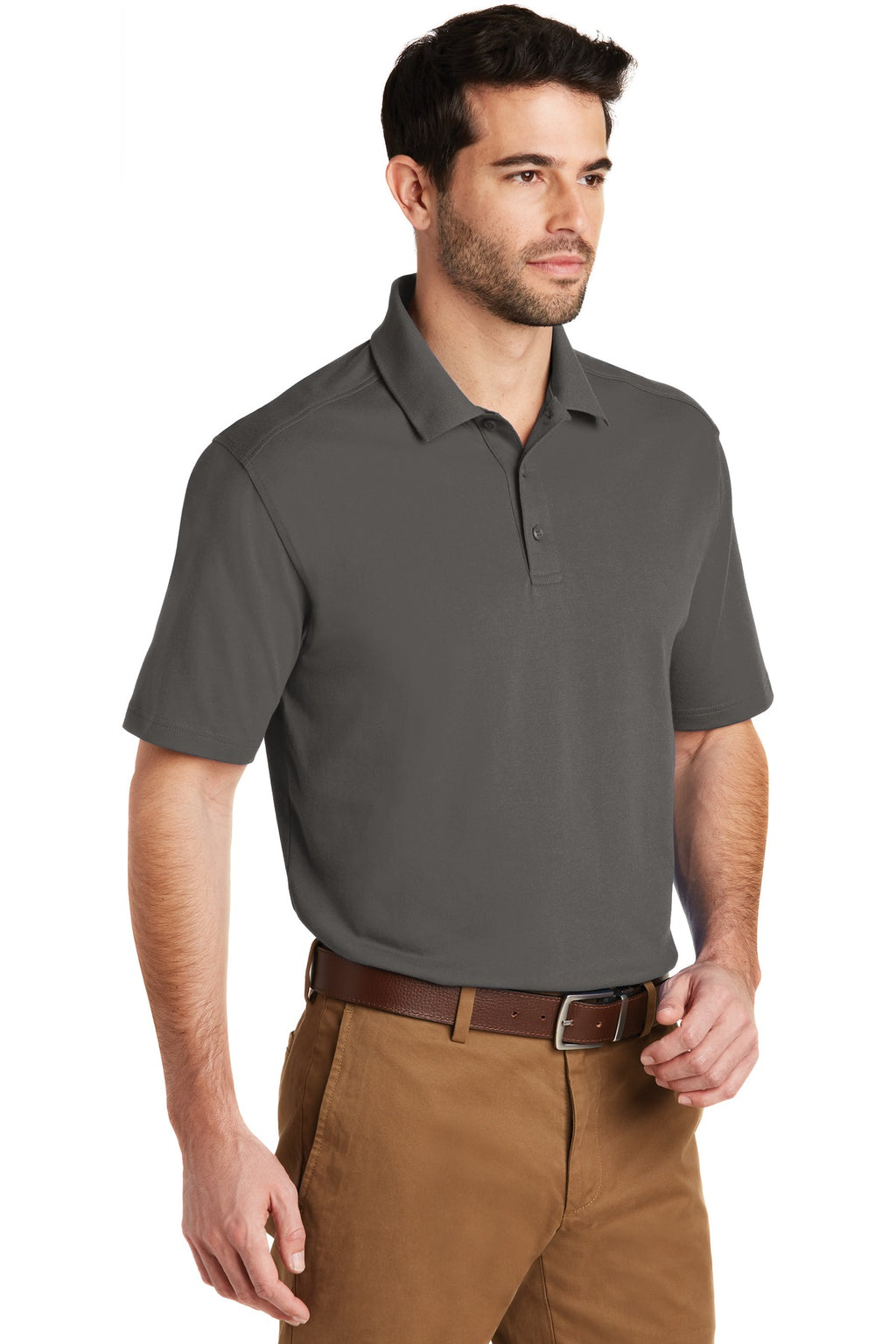 DISCONTINUED Port Authority SuperPro Knit Polo. K164 - Sterling Grey - three_q