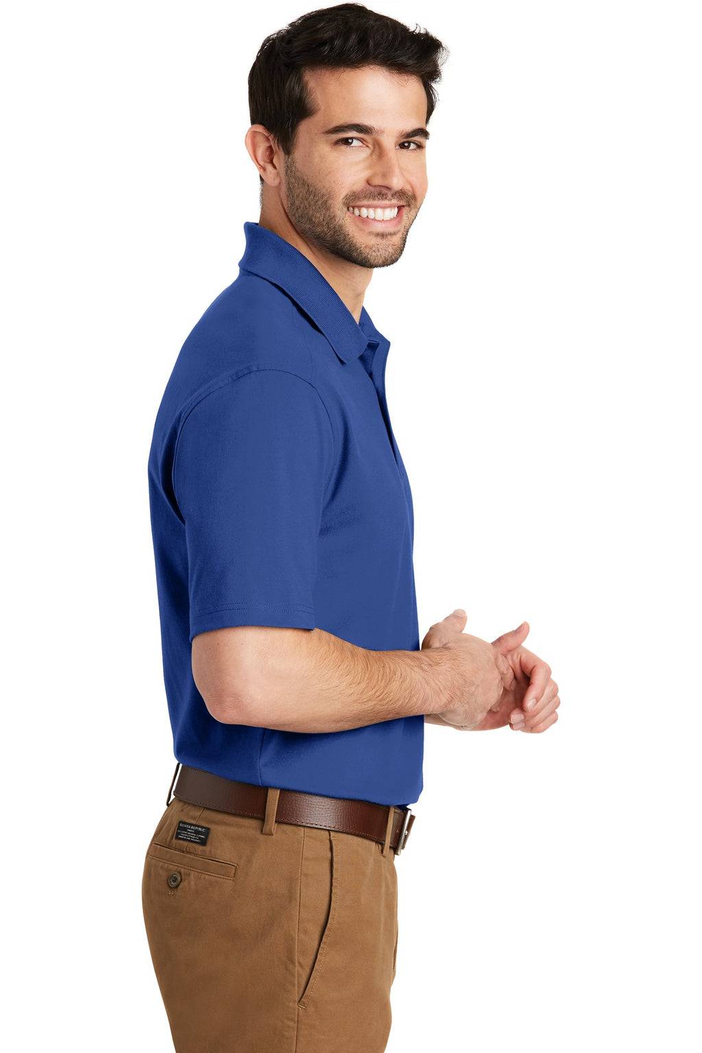 DISCONTINUED Port Authority SuperPro Knit Polo. K164 - True Blue - side