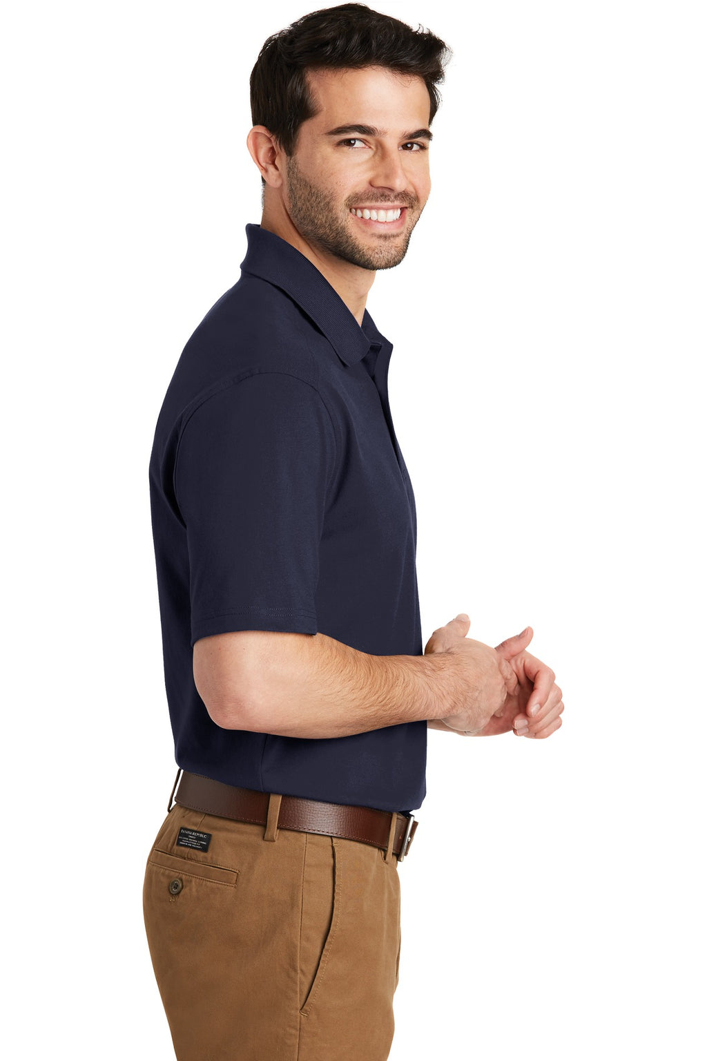 DISCONTINUED Port Authority SuperPro Knit Polo. K164 - True Navy - side