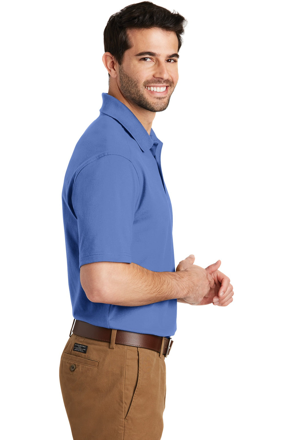 DISCONTINUED Port Authority SuperPro Knit Polo. K164 - Ultramarine Blue - side