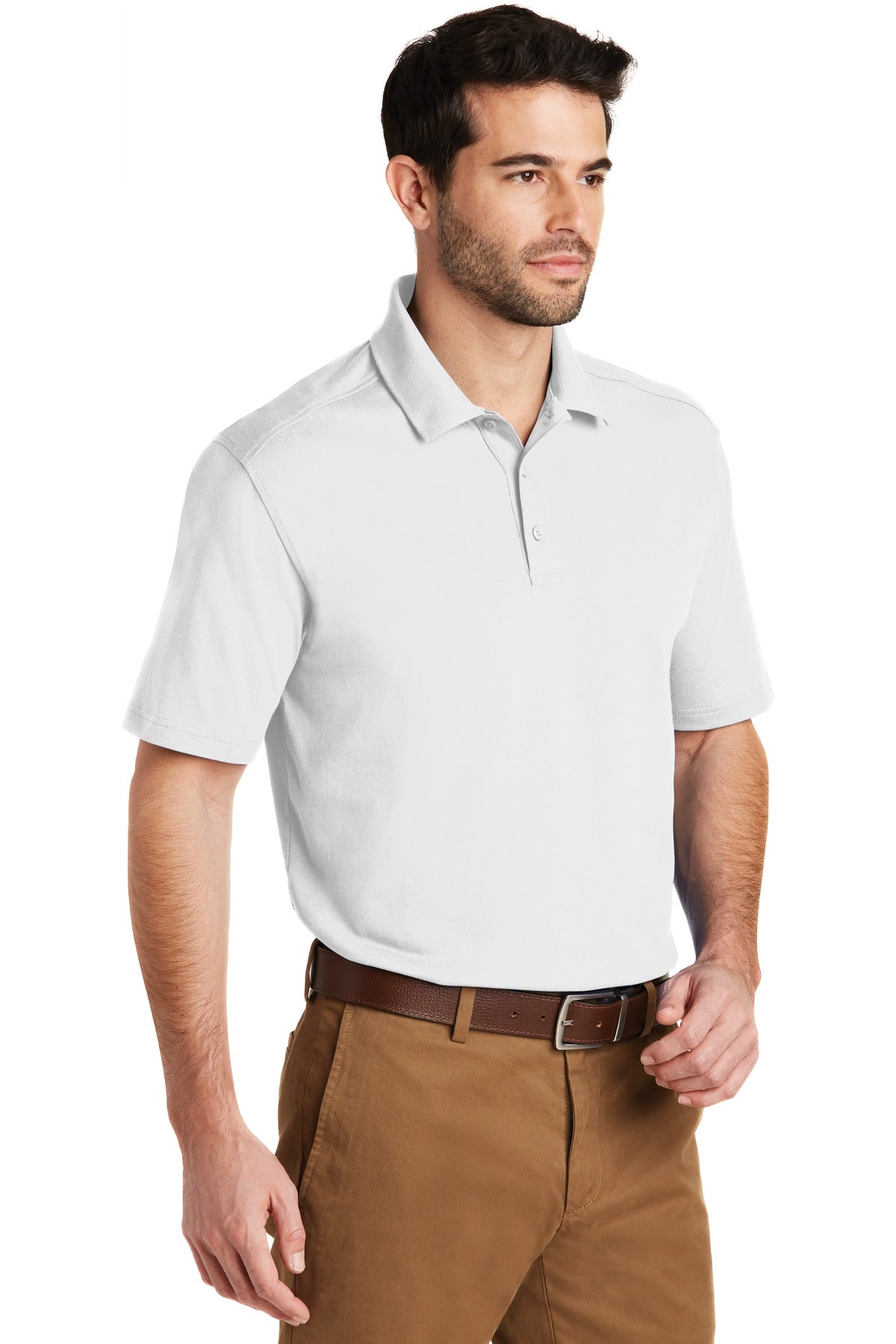 DISCONTINUED Port Authority SuperPro Knit Polo. K164 - White - three_q