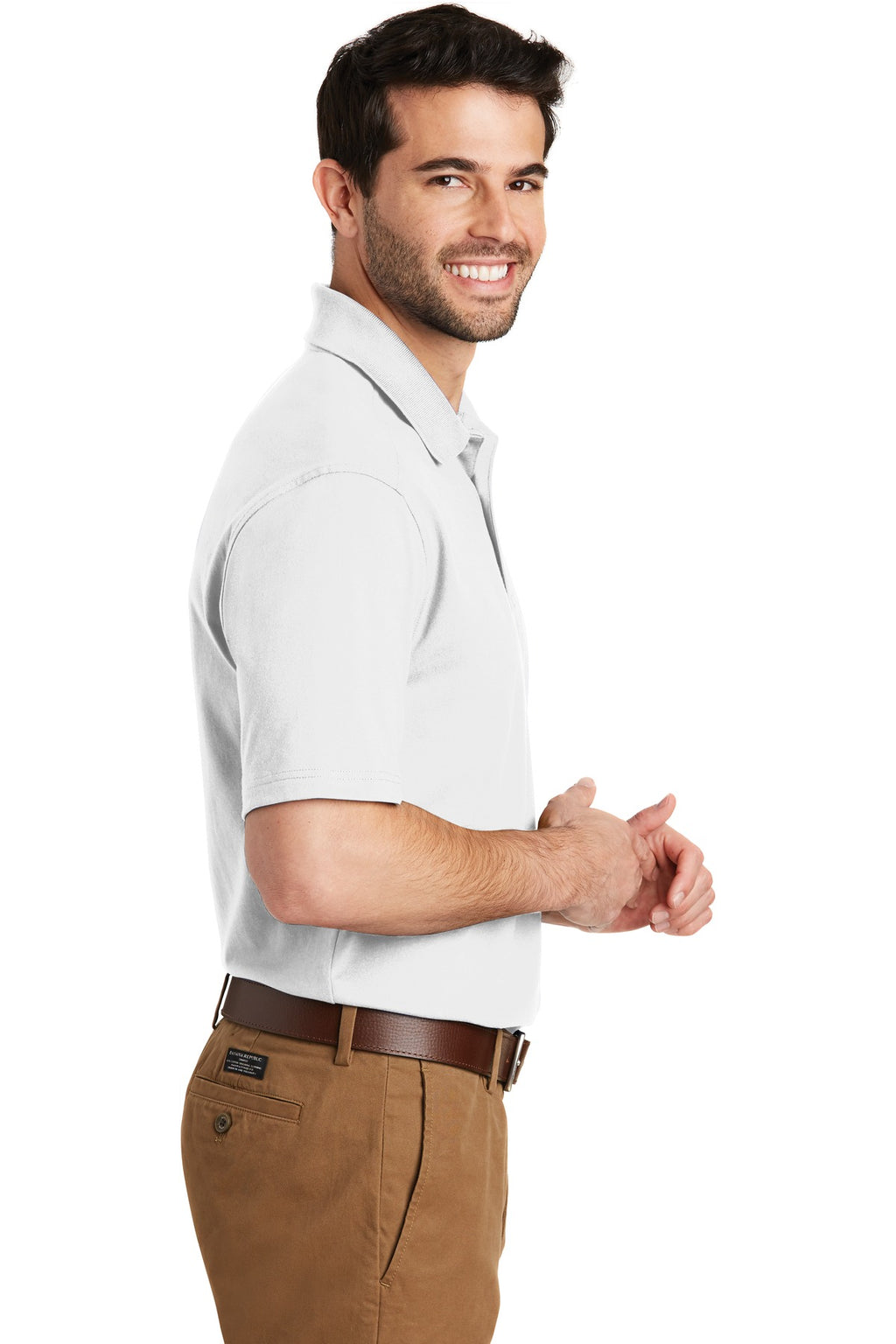 DISCONTINUED Port Authority SuperPro Knit Polo. K164 - White - side