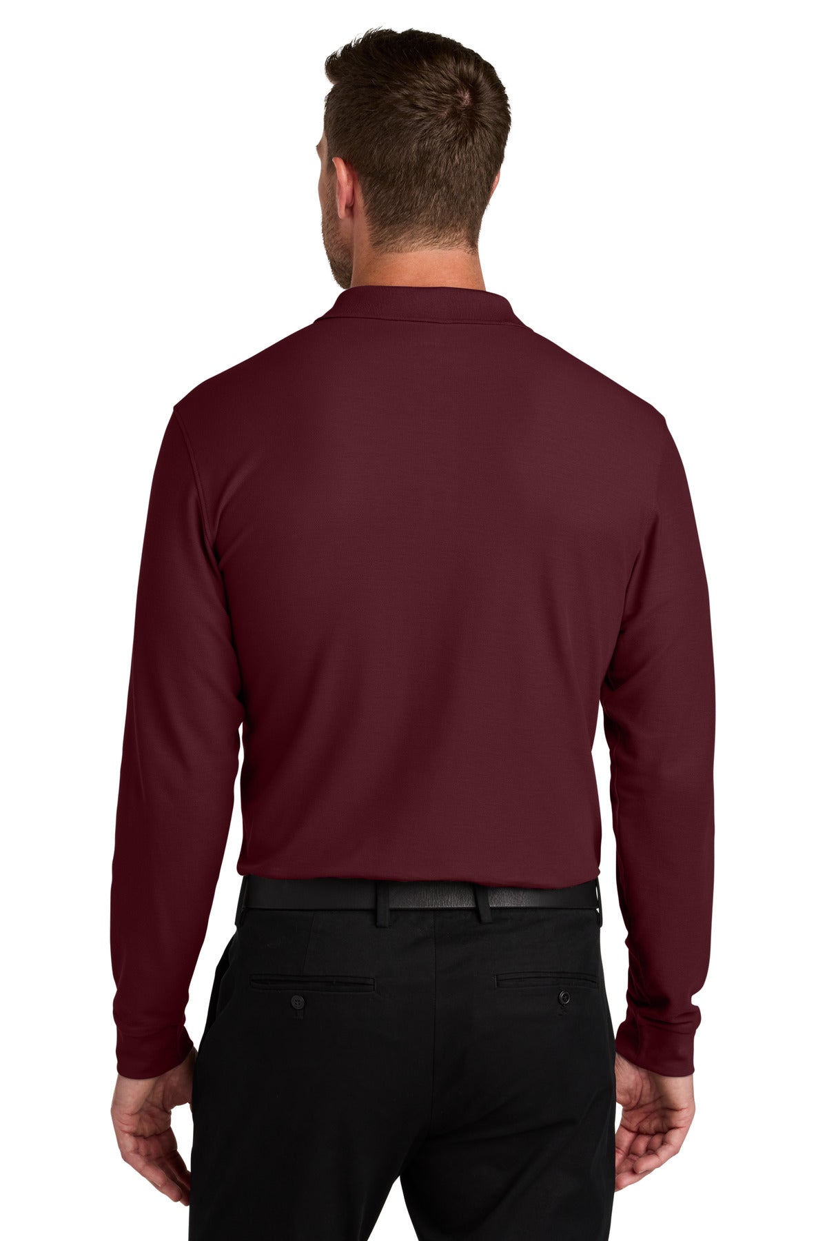 Port Authority Wearever Signature Pique Long Sleeve Polo K200LS - Burgundy - back