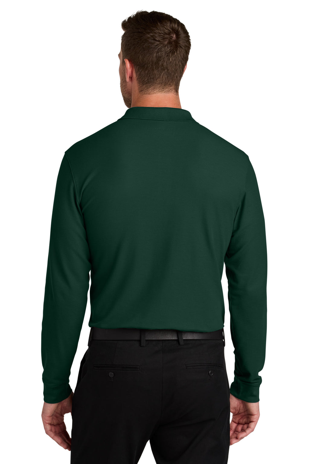 Port Authority Wearever Signature Pique Long Sleeve Polo K200LS - Dark Green - back