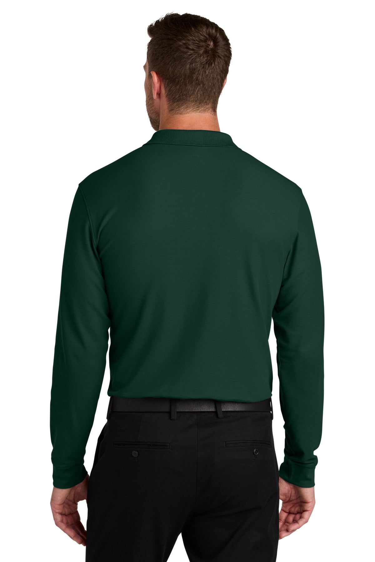 Port Authority Wearever Signature Pique Long Sleeve Polo K200LS - Dark Green - back