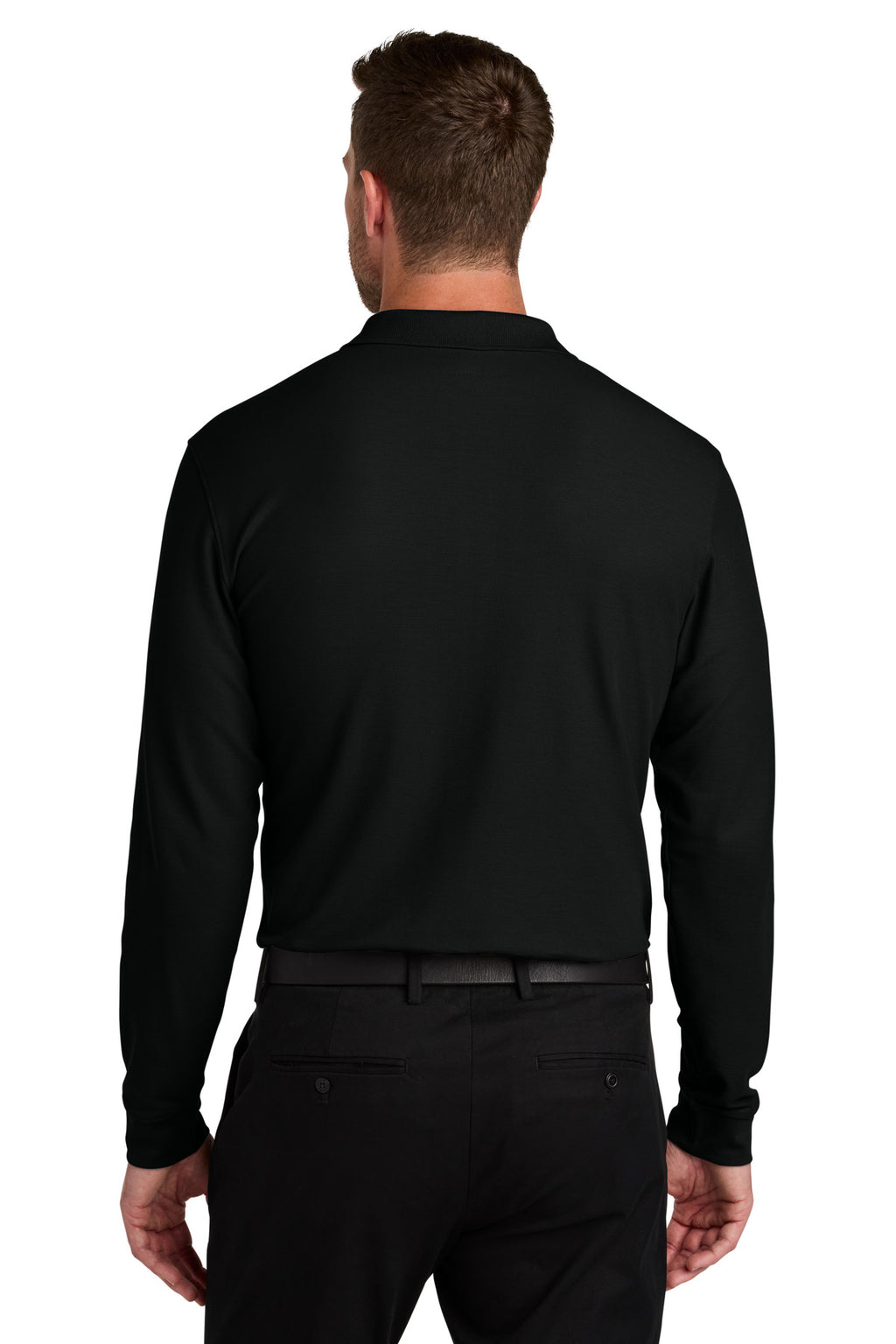Port Authority Wearever Signature Pique Long Sleeve Polo K200LS - Deep Black - back