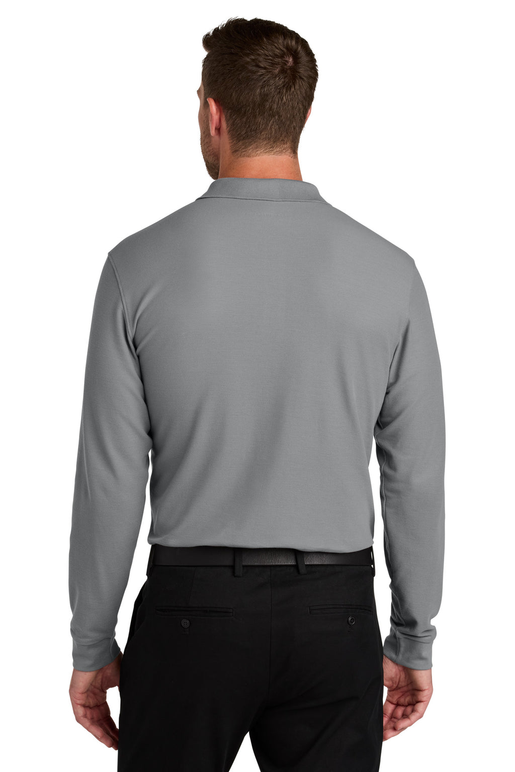Port Authority Wearever Signature Pique Long Sleeve Polo K200LS - Gusty Grey - back