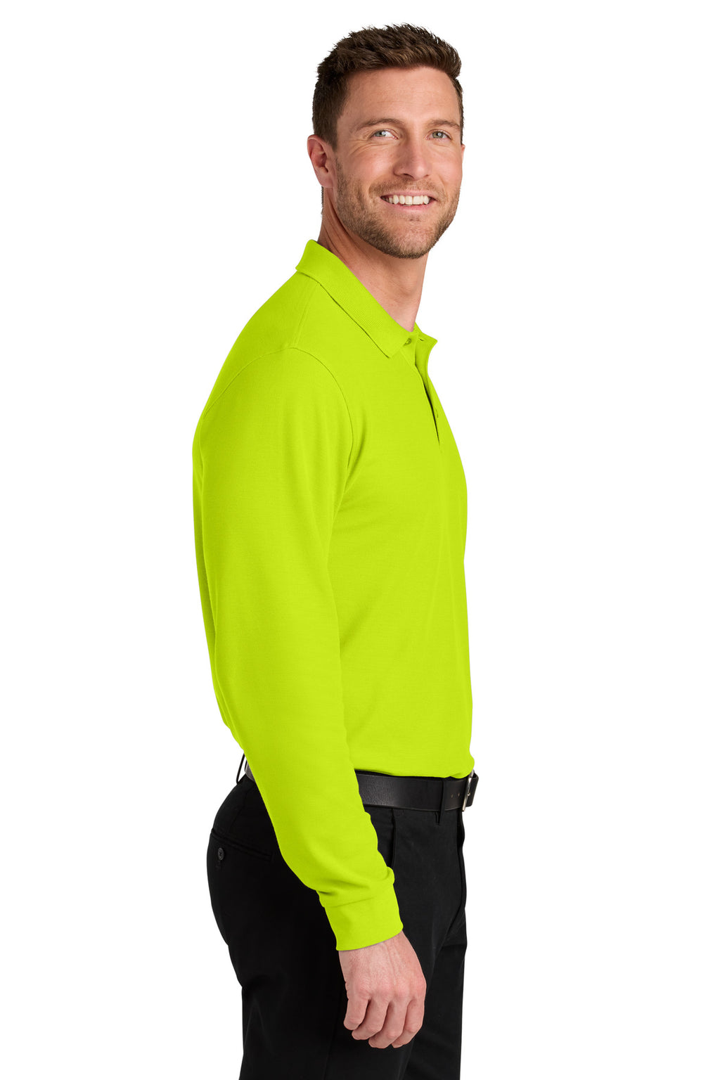 Port Authority Wearever Signature Pique Long Sleeve Polo K200LS - Neon Yellow - side