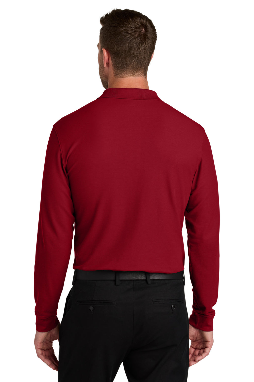 Port Authority Wearever Signature Pique Long Sleeve Polo K200LS - Rich Red - back