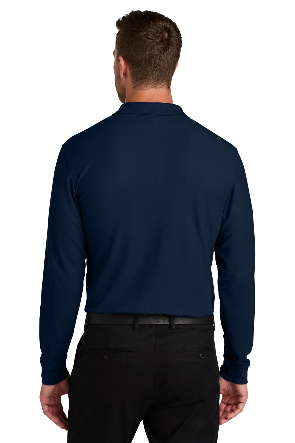 Port Authority Wearever Signature Pique Long Sleeve Polo K200LS - River Blue Navy - back