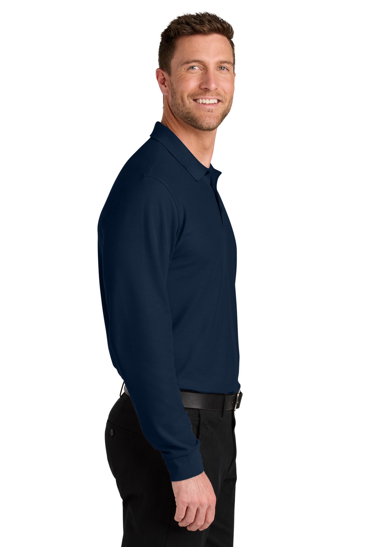 Port Authority Wearever Signature Pique Long Sleeve Polo K200LS - River Blue Navy - side