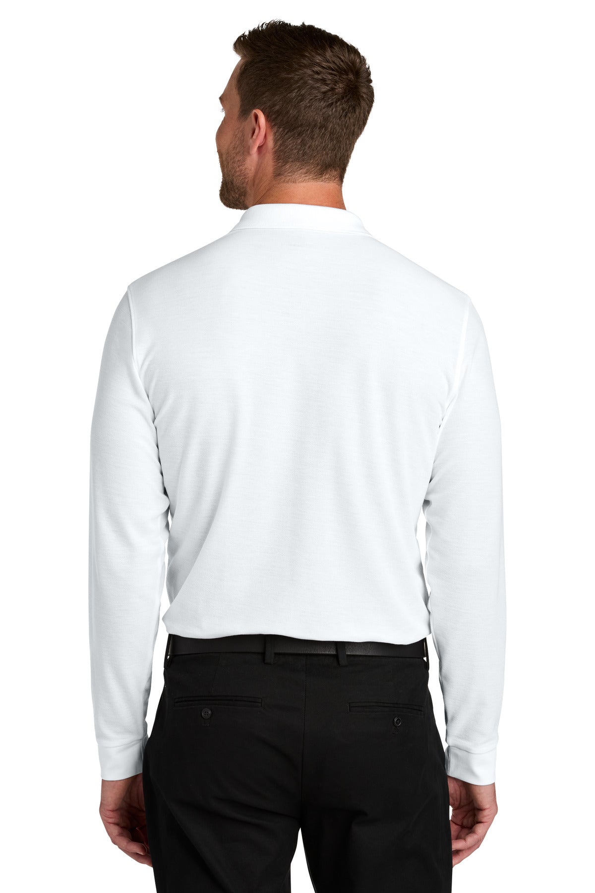 Port Authority Wearever Signature Pique Long Sleeve Polo K200LS - White - back