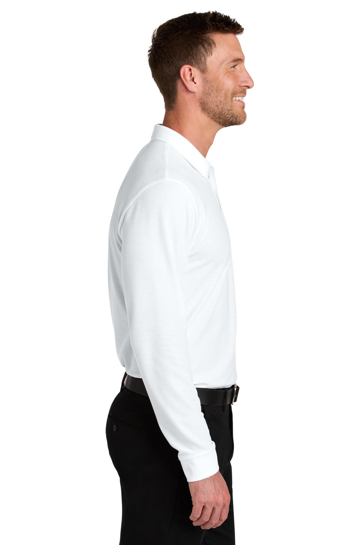 Port Authority Wearever Signature Pique Long Sleeve Polo K200LS - White - side