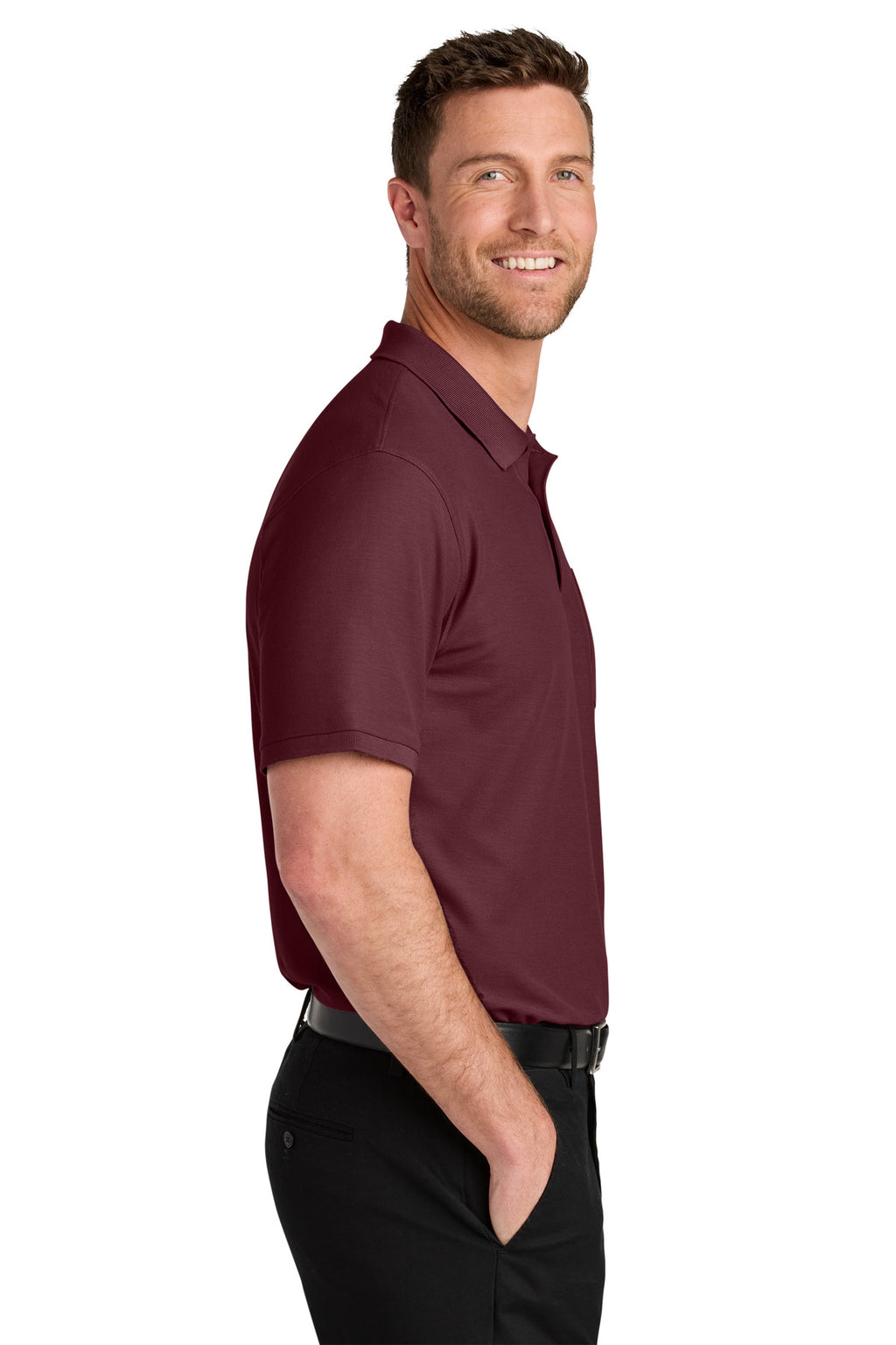 Port Authority Wearever Signature Pique Pocket Polo K200P - Burgundy - side