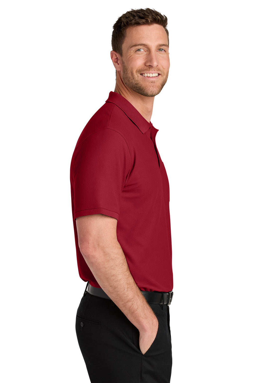 Port Authority Wearever Signature Pique Pocket Polo K200P - Rich Red - side