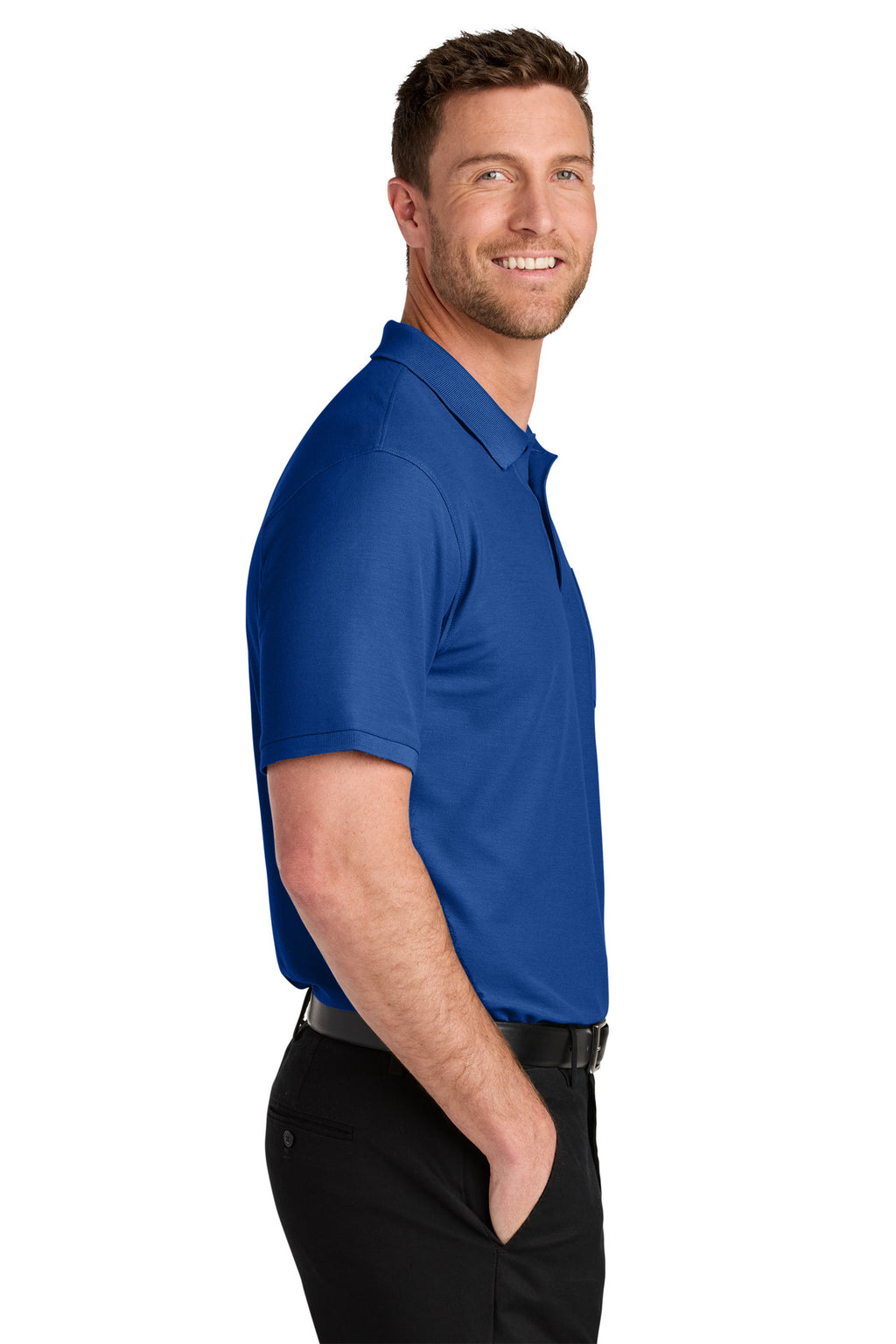 Port Authority Wearever Signature Pique Pocket Polo K200P - True Royal - side