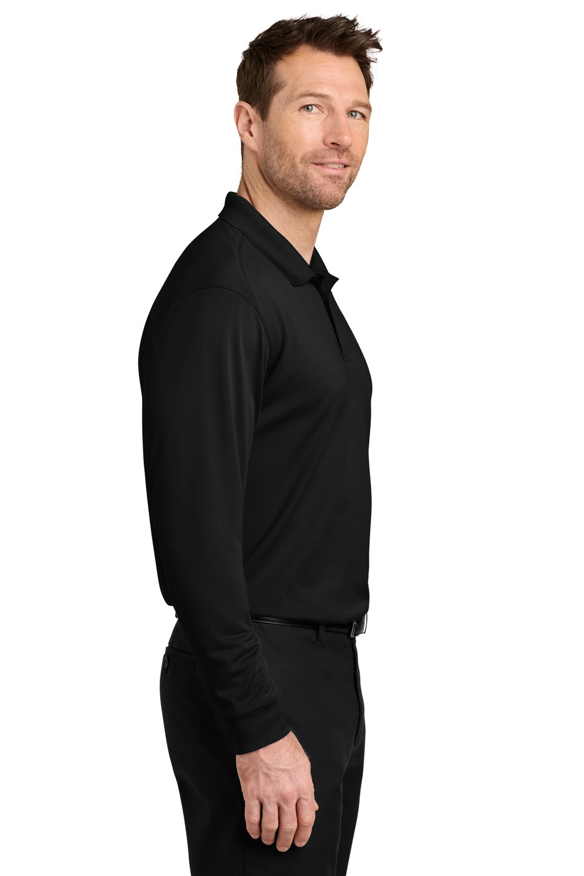Port Authority Wearever Performance Pique Long Sleeve Polo K240LS - Deep Black - side