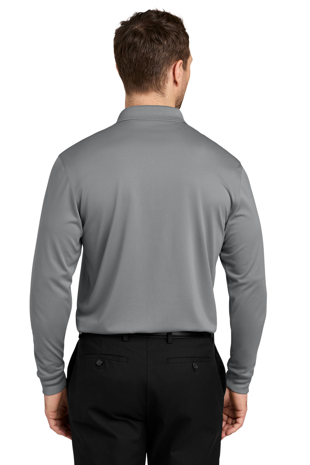 Port Authority Wearever Performance Pique Long Sleeve Polo K240LS - Gusty Grey - back
