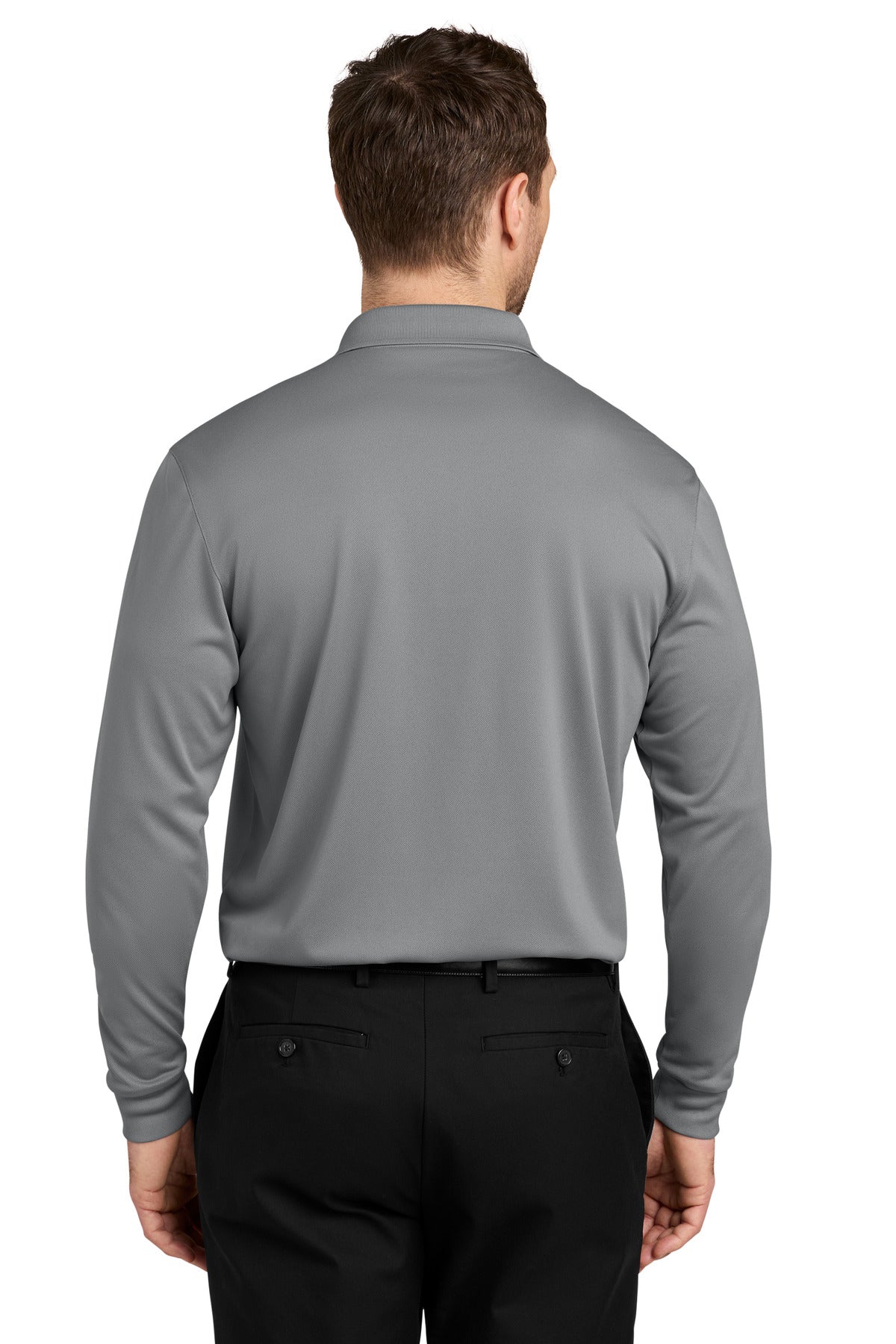 Port Authority Wearever Performance Pique Long Sleeve Polo K240LS - Gusty Grey - back