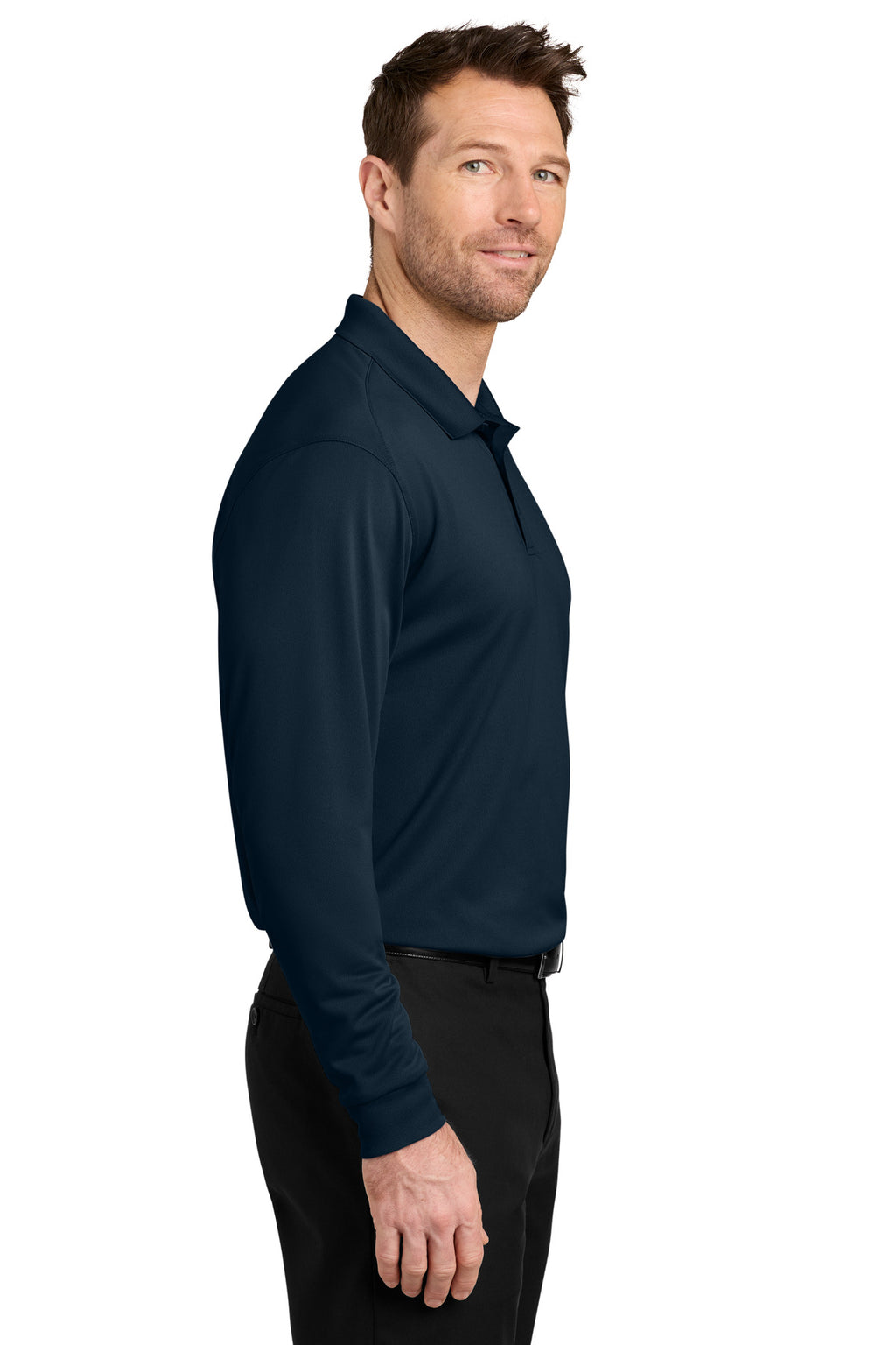 Port Authority Wearever Performance Pique Long Sleeve Polo K240LS - River Blue Navy - side