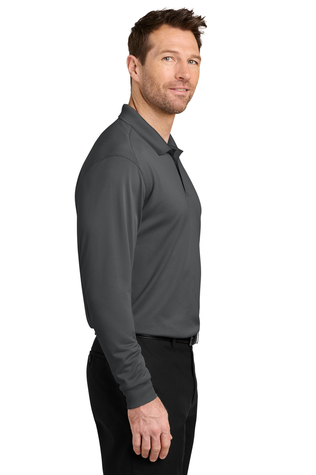 Port Authority Wearever Performance Pique Long Sleeve Polo K240LS - Storm Grey - side