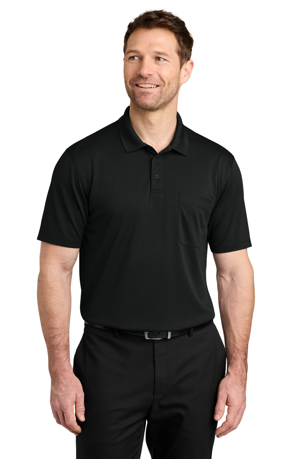 Port Authority Wearever Performance Pique Pocket Polo K240P - Deep Black - front
