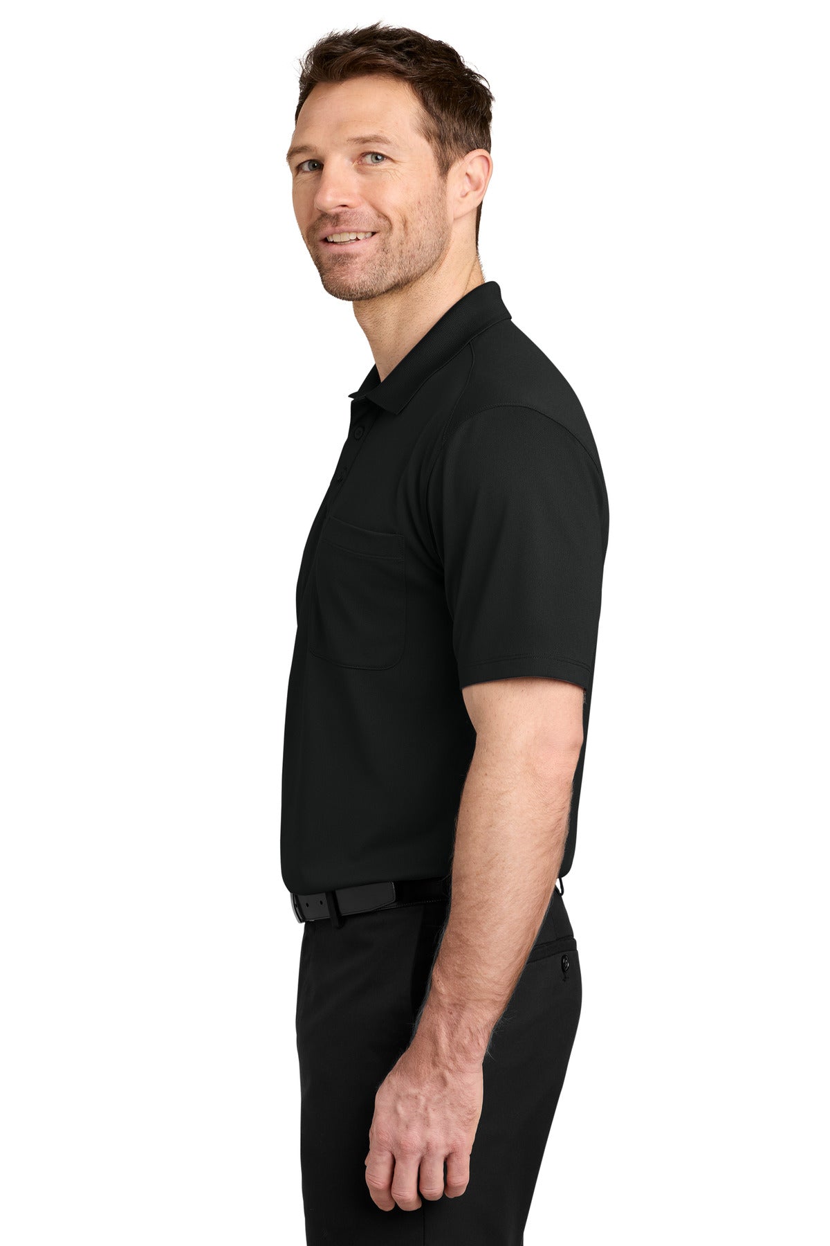 Port Authority Wearever Performance Pique Pocket Polo K240P - Deep Black - side