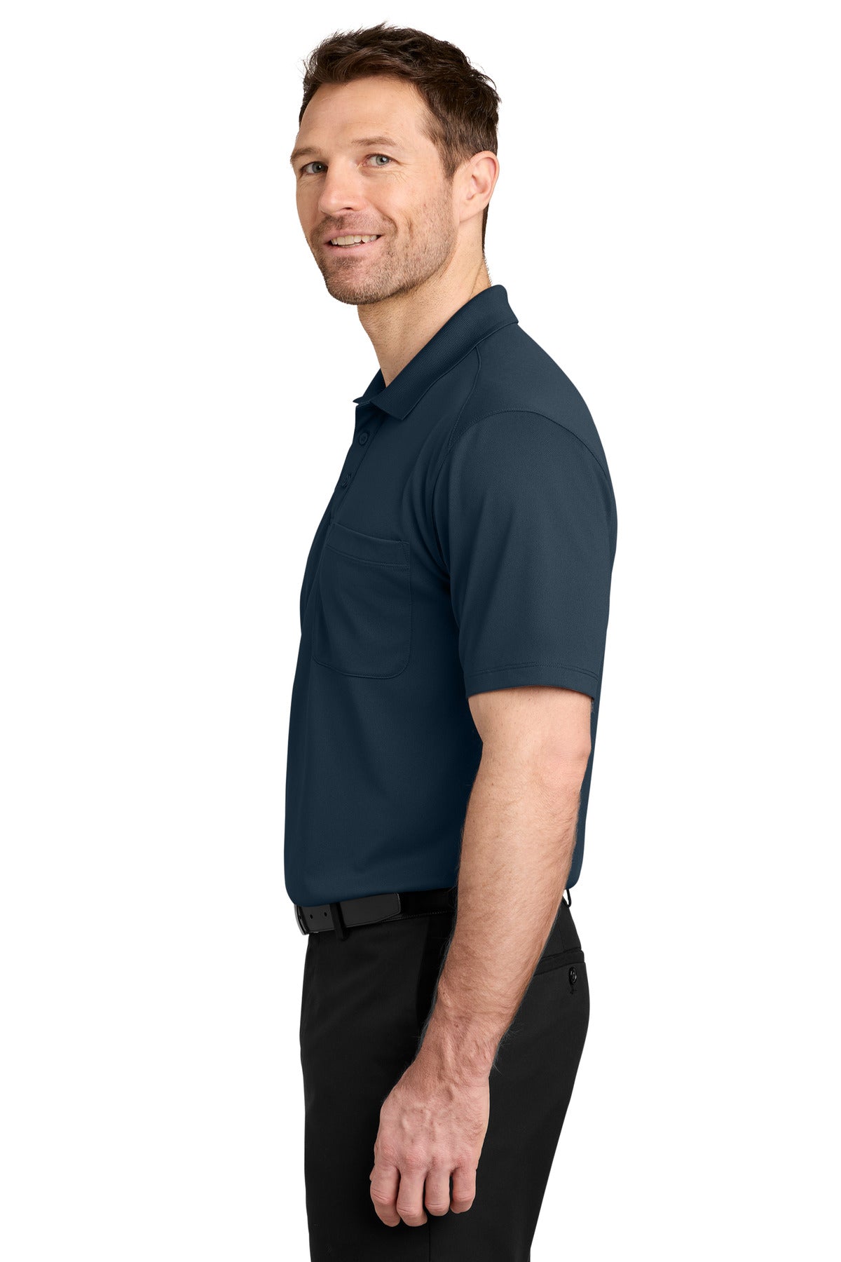 Port Authority Wearever Performance Pique Pocket Polo K240P - River Blue Navy - side