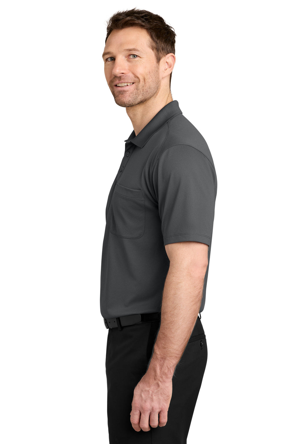 Port Authority Wearever Performance Pique Pocket Polo K240P - Storm Grey - side
