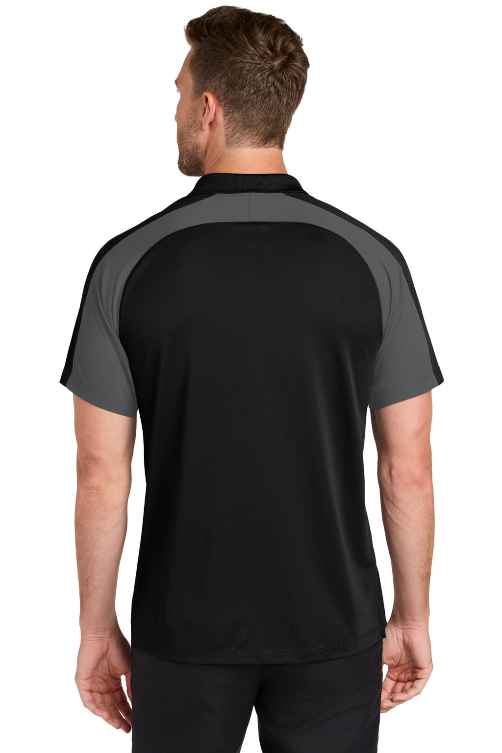 Port Authority Wearever Performance Pique Colorblock Polo K247 - Deep Black/ Storm Grey - back