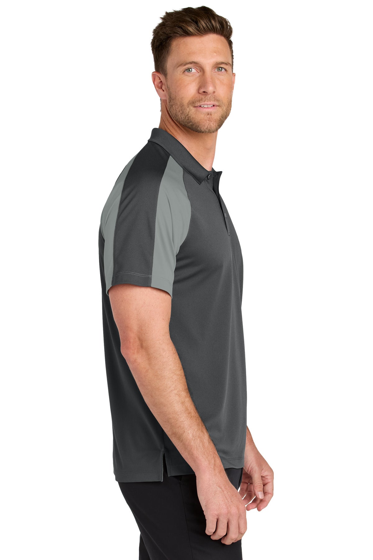 Port Authority Wearever Performance Pique Colorblock Polo K247 - Storm Grey/ Gusty Grey - side