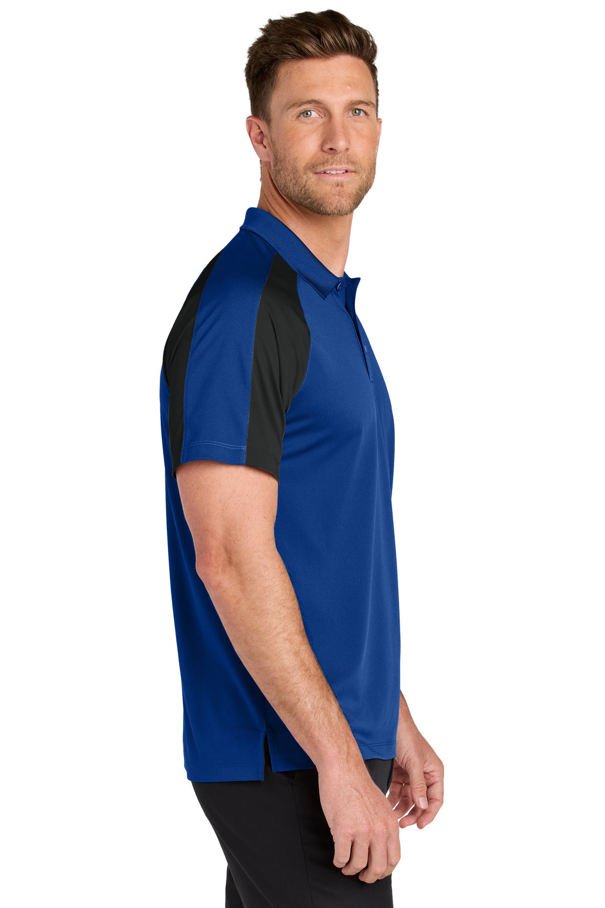 Port Authority Wearever Performance Pique Colorblock Polo K247 - True Royal/ Black - side
