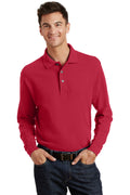 DISCONTINUED Port Authority Long Sleeve Heavyweight Cotton Pique Polo. K320 - Red - front