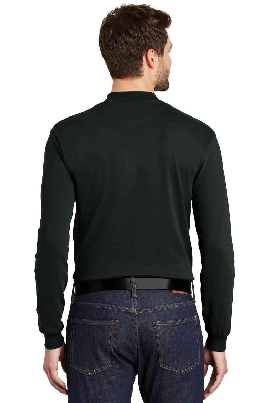 Port Authority Interlock Knit Mock Turtleneck. K321 - Black - back