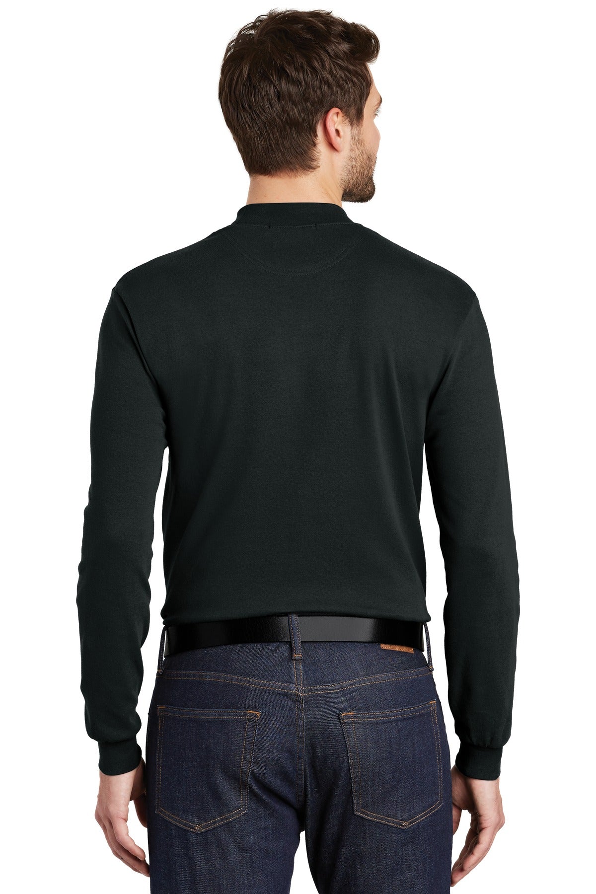 Port Authority Interlock Knit Mock Turtleneck. K321 - Black - back
