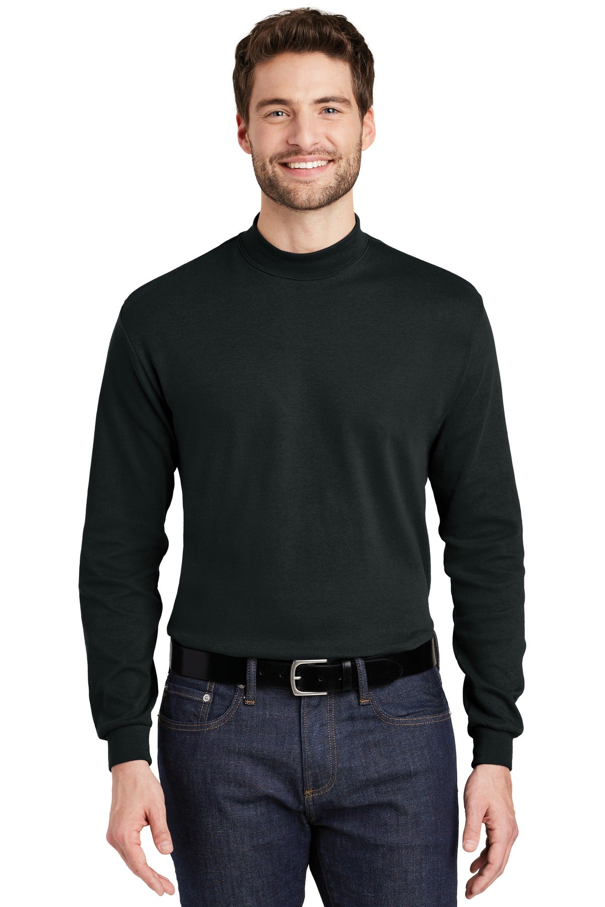 Port Authority Interlock Knit Mock Turtleneck. K321 - Black - front