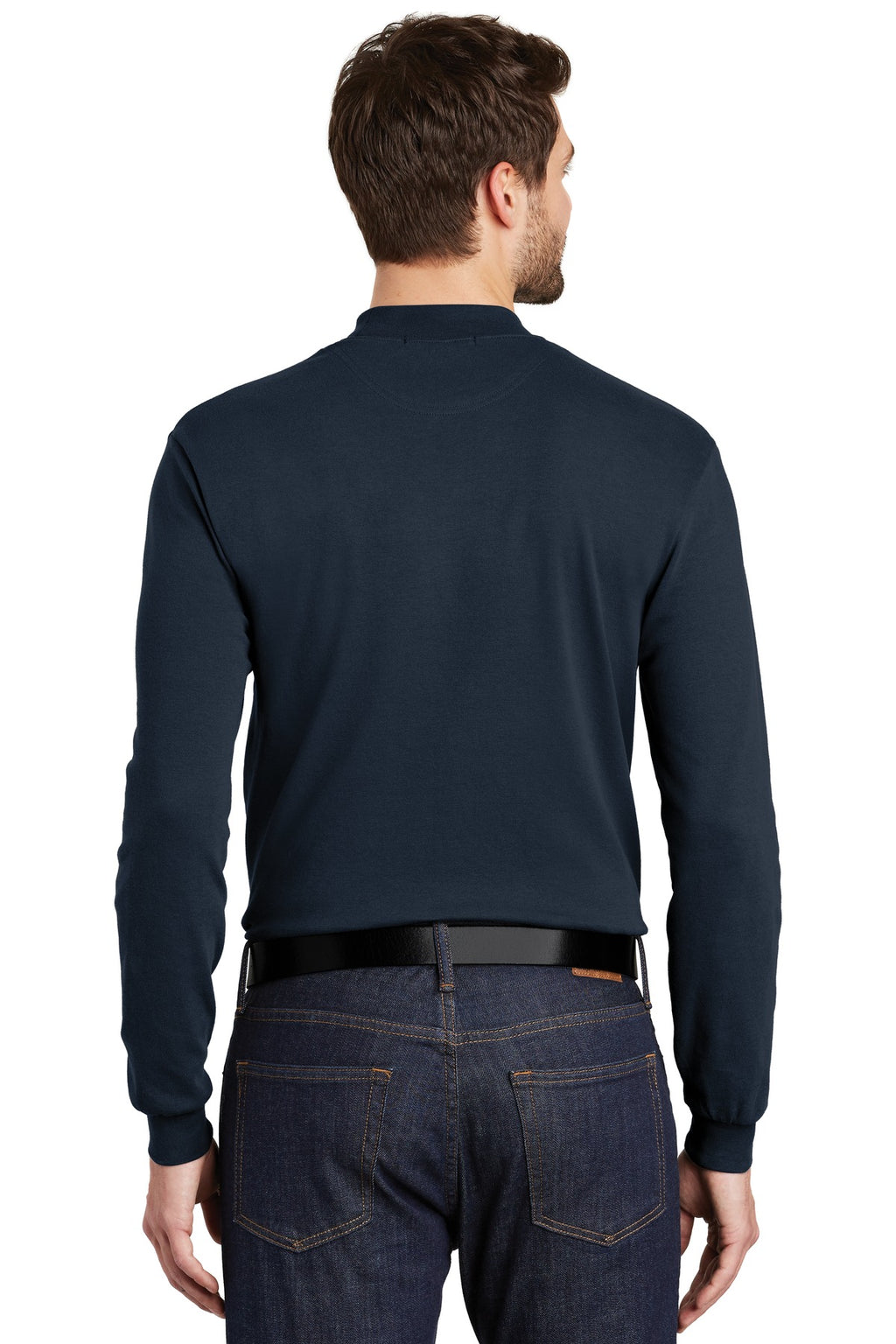 Port Authority Interlock Knit Mock Turtleneck. K321 - Navy - back