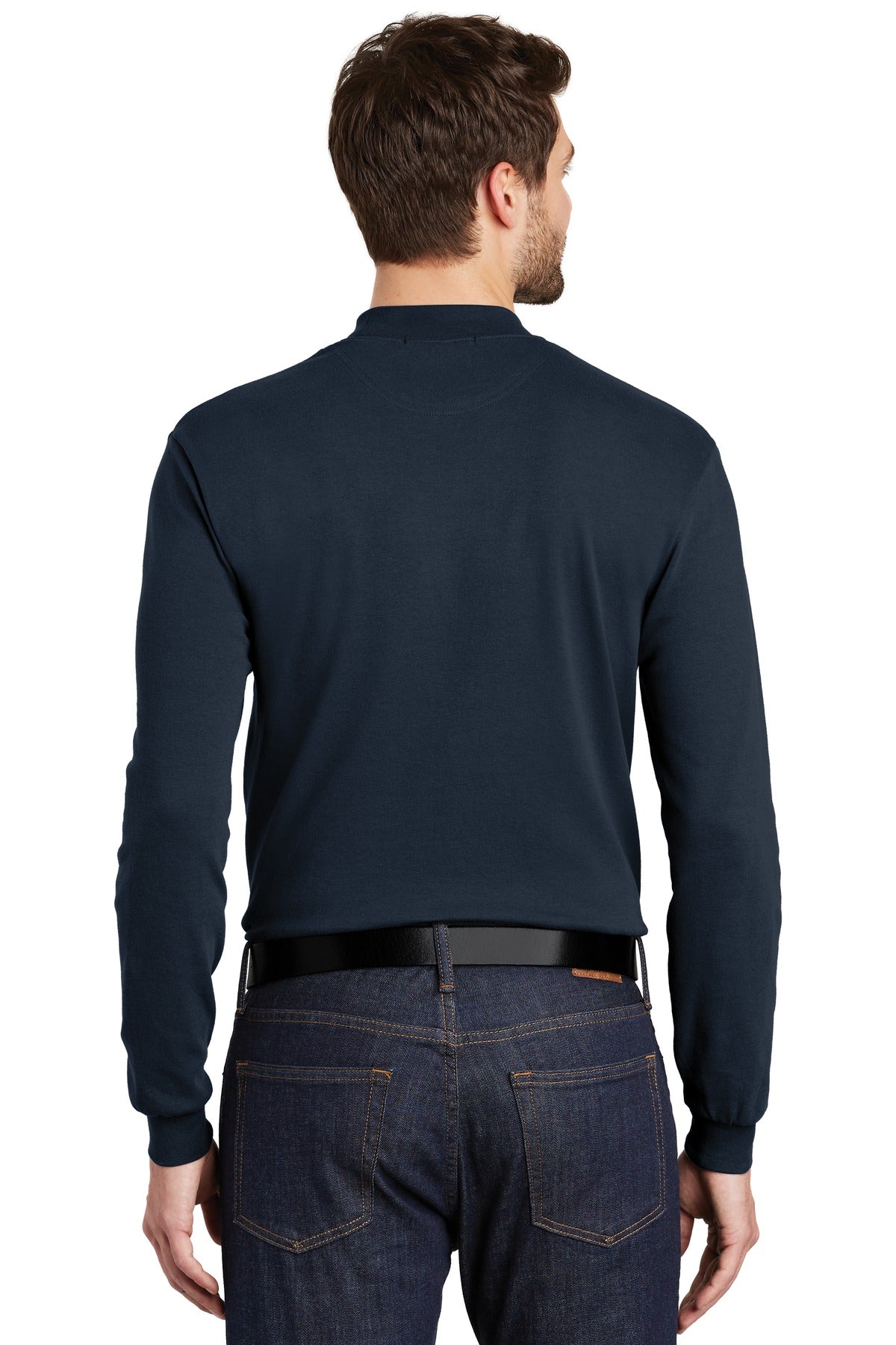Port Authority Interlock Knit Mock Turtleneck. K321 - Navy - back