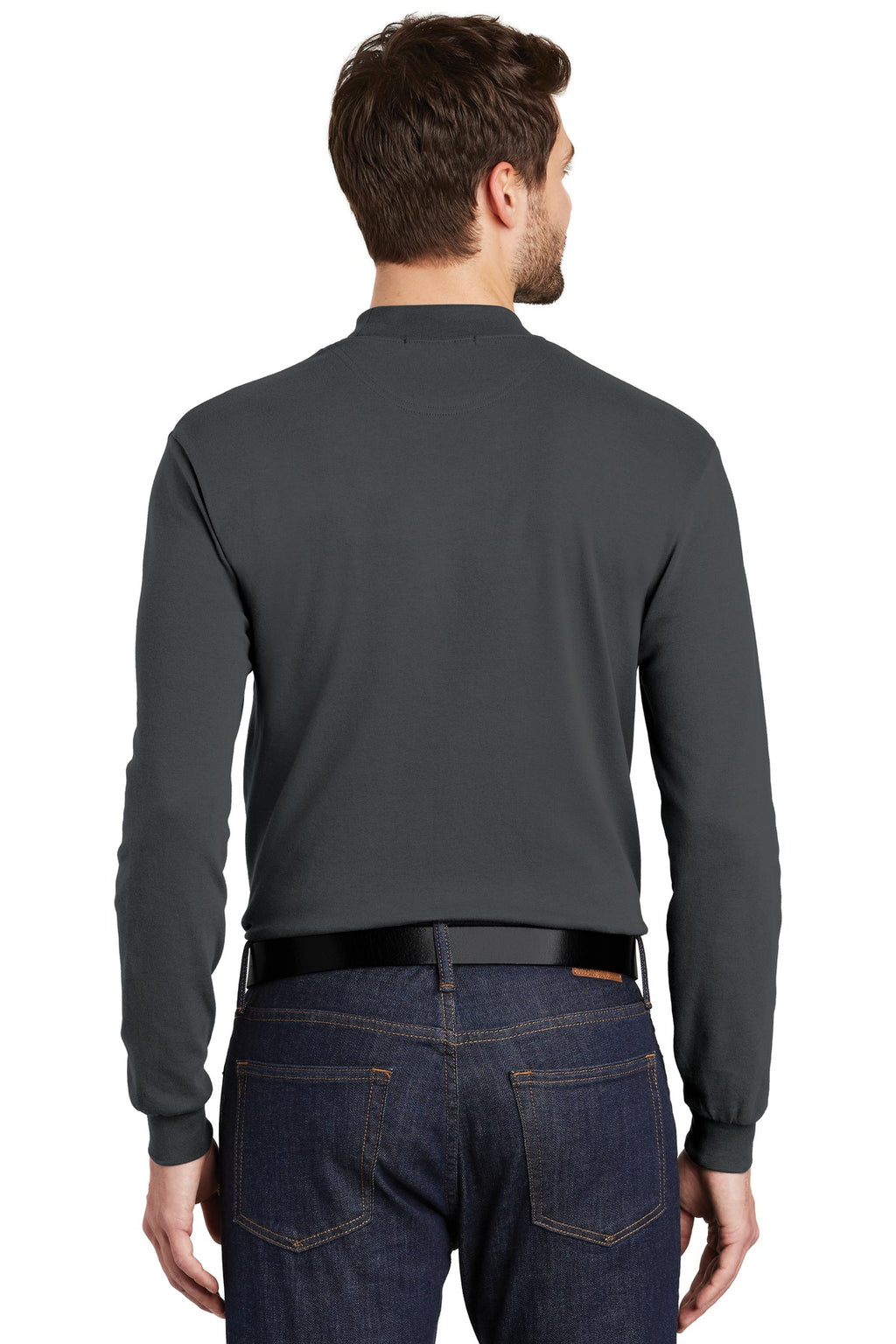 Port Authority Interlock Knit Mock Turtleneck. K321 - Steel Grey - back