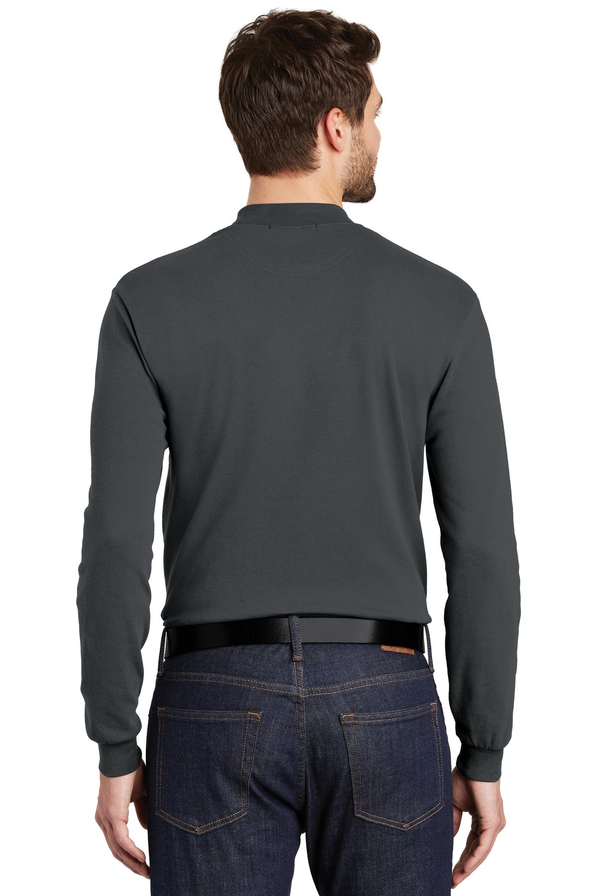 Port Authority Interlock Knit Mock Turtleneck. K321 - Steel Grey - back