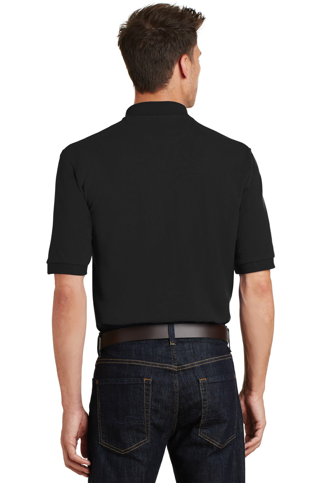 Port Authority Heavyweight Cotton Pique Polo with Pocket. K420P - Black - back