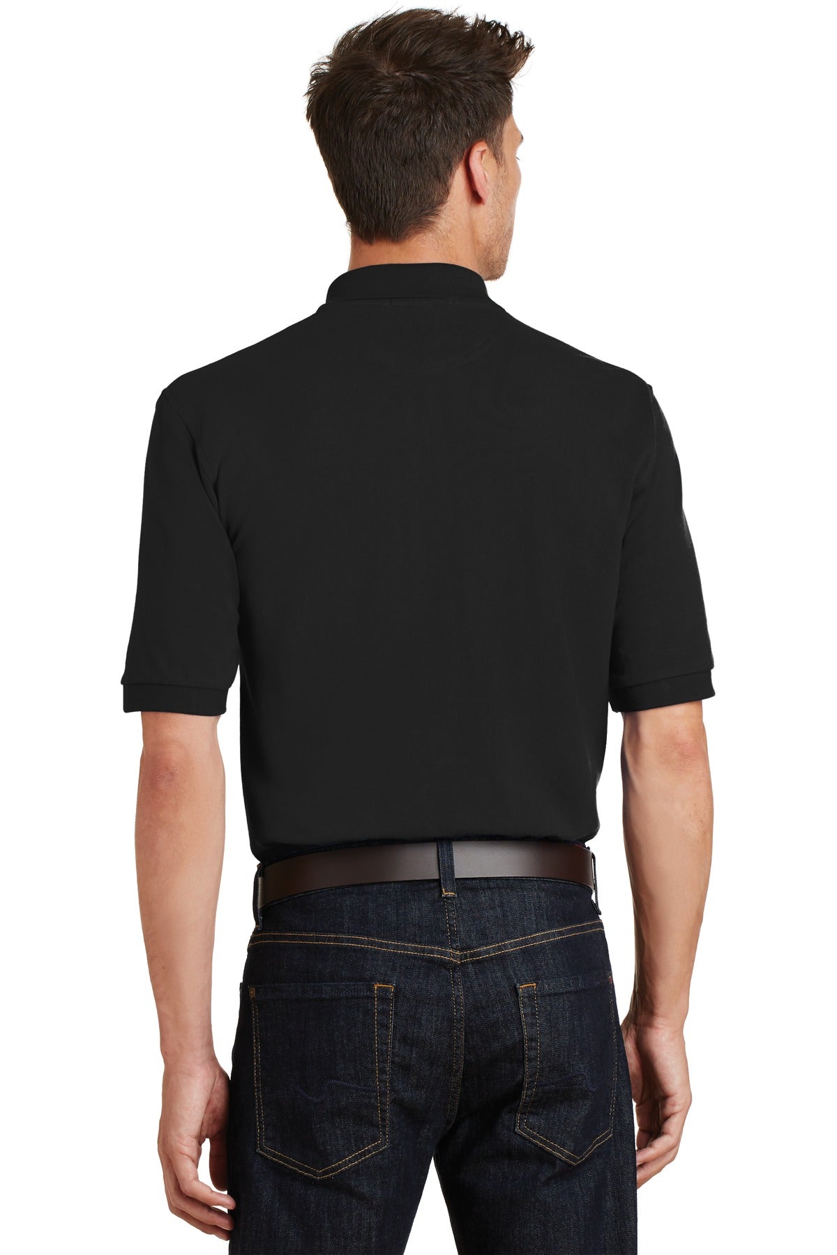 Port Authority Heavyweight Cotton Pique Polo with Pocket. K420P - Black - back