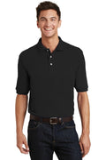 Port Authority Heavyweight Cotton Pique Polo with Pocket. K420P - Black - front