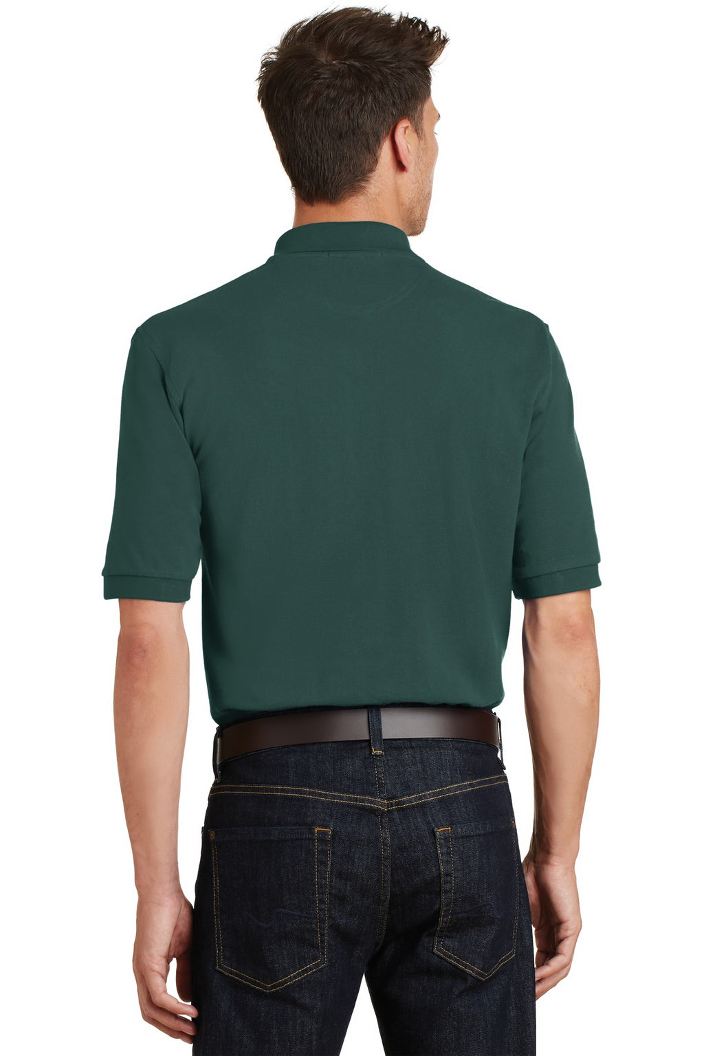 Port Authority Heavyweight Cotton Pique Polo with Pocket. K420P - Dark Green - back