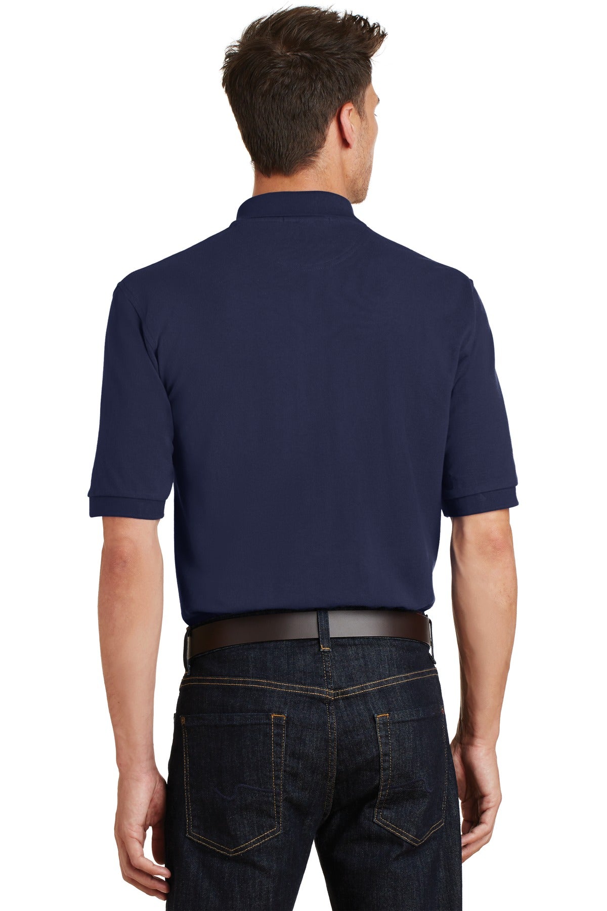 Port Authority Heavyweight Cotton Pique Polo with Pocket. K420P - Navy - back